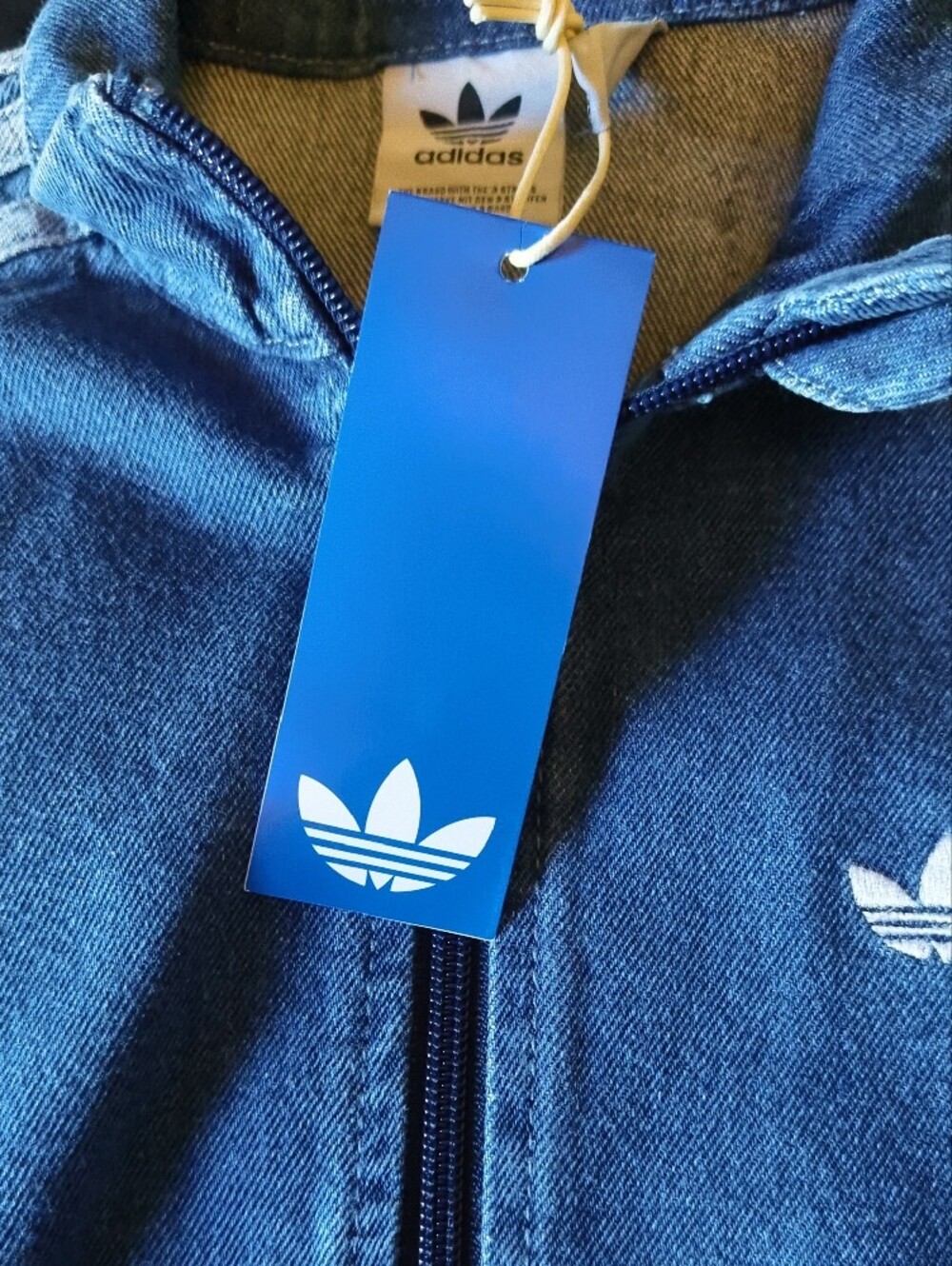 adidas Denim Quarter-Zip Pullover Jacket - Blue - Picture 2 of 2